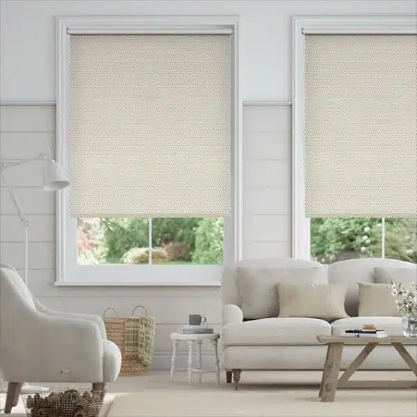 Electric Bijou Linen Grey Wash White Double Blinds