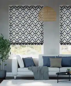 Lattice Navy Blue Roman Blind